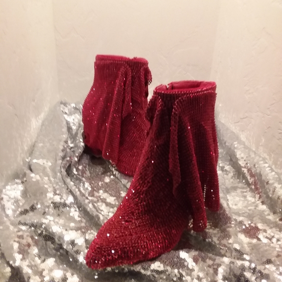 Custom Order Red Crystal Diamante Booties - Picture 4 of 5
